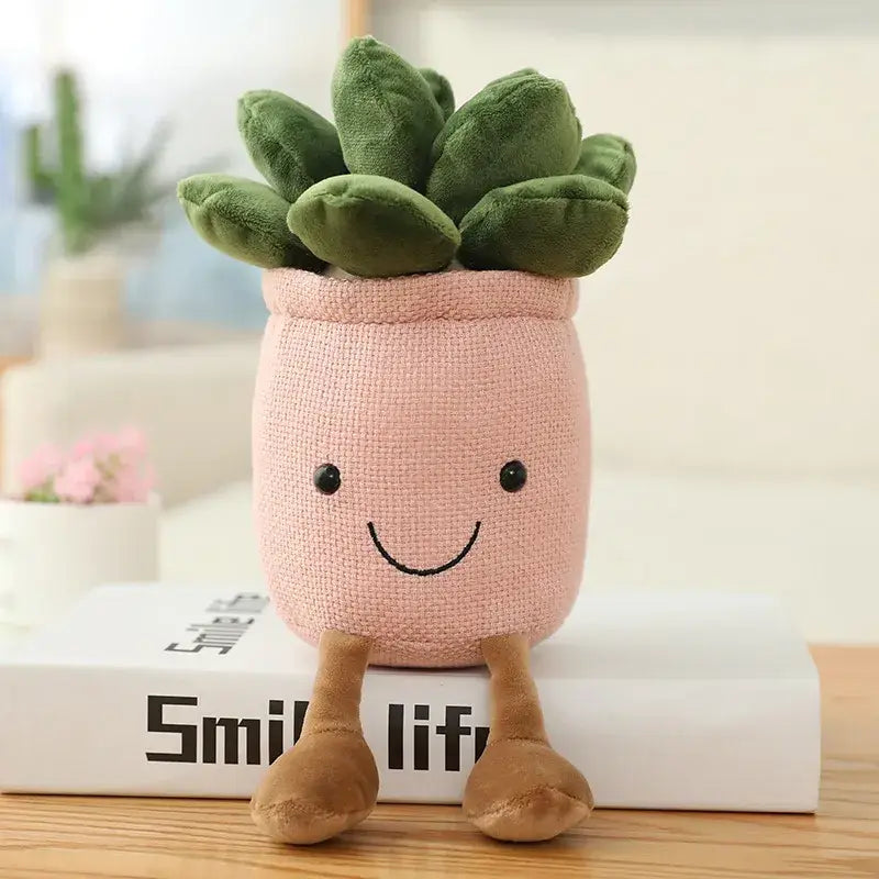 Smiling Face Succulent Tulip Green Plant Ornaments Rag Doll Balcony Decoration Plush Toy Doll