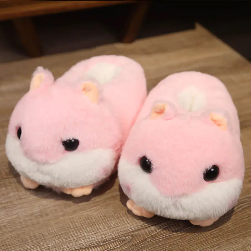 Cute Plush Cartoon Couple Cotton Slippers with Thick Soles