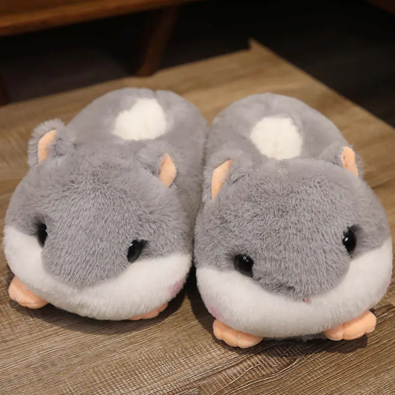 Cute Plush Cartoon Couple Cotton Slippers with Thick Soles