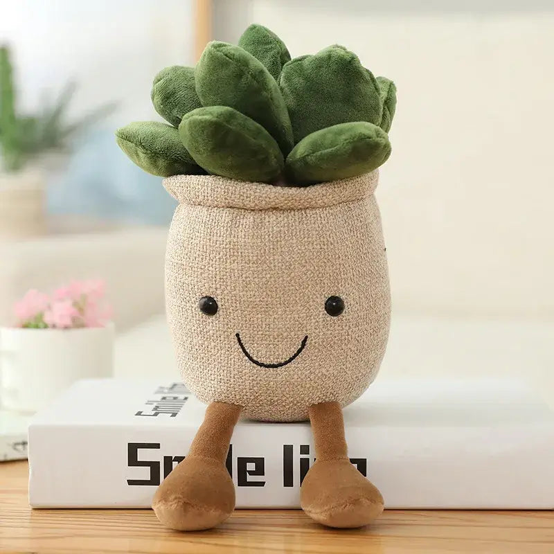 Smiling Face Succulent Tulip Green Plant Ornaments Rag Doll Balcony Decoration Plush Toy Doll