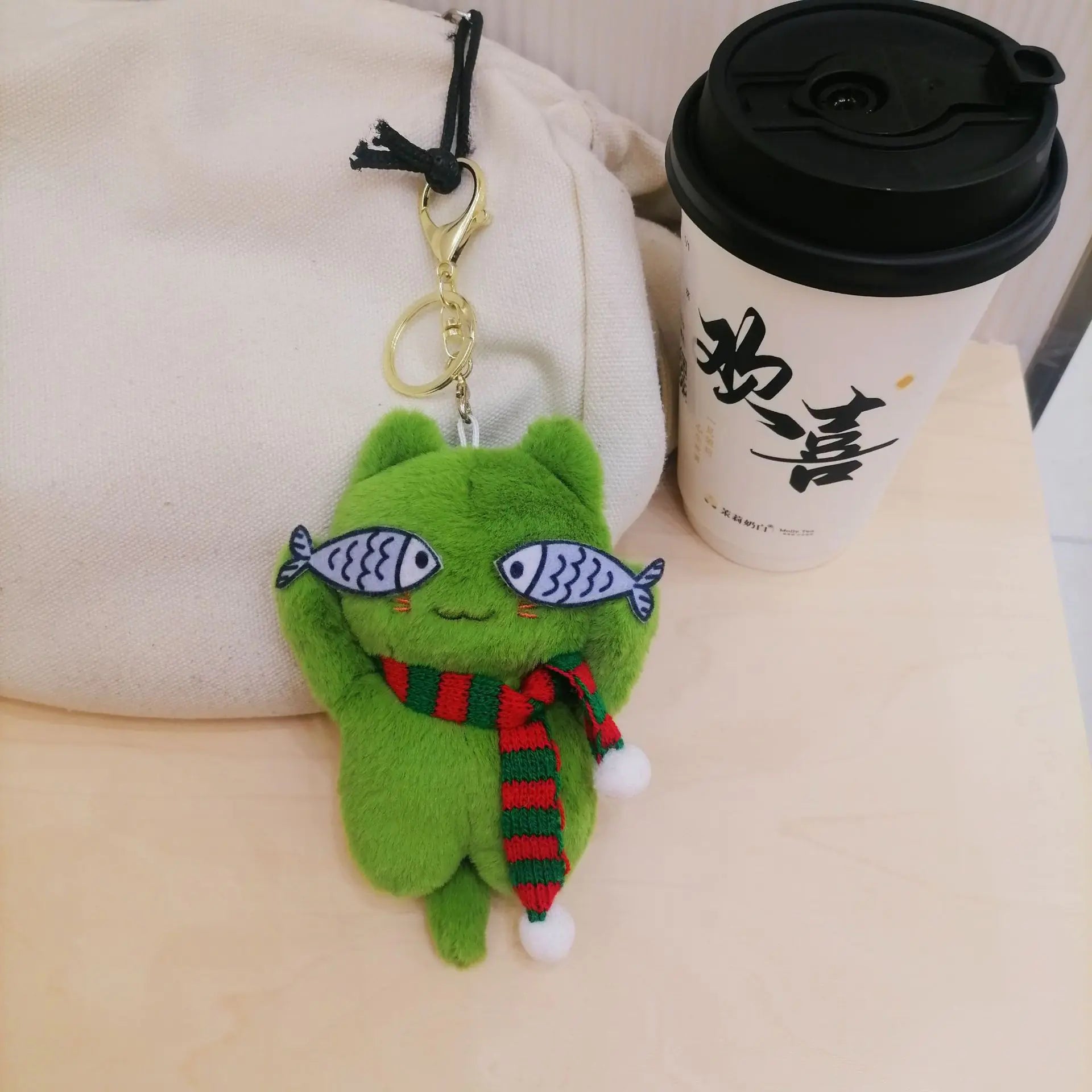 Cute Plush Cat Keychain Accessory
