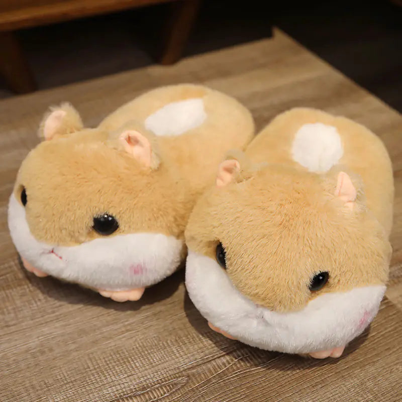 Cute Plush Cartoon Couple Cotton Slippers with Thick Soles