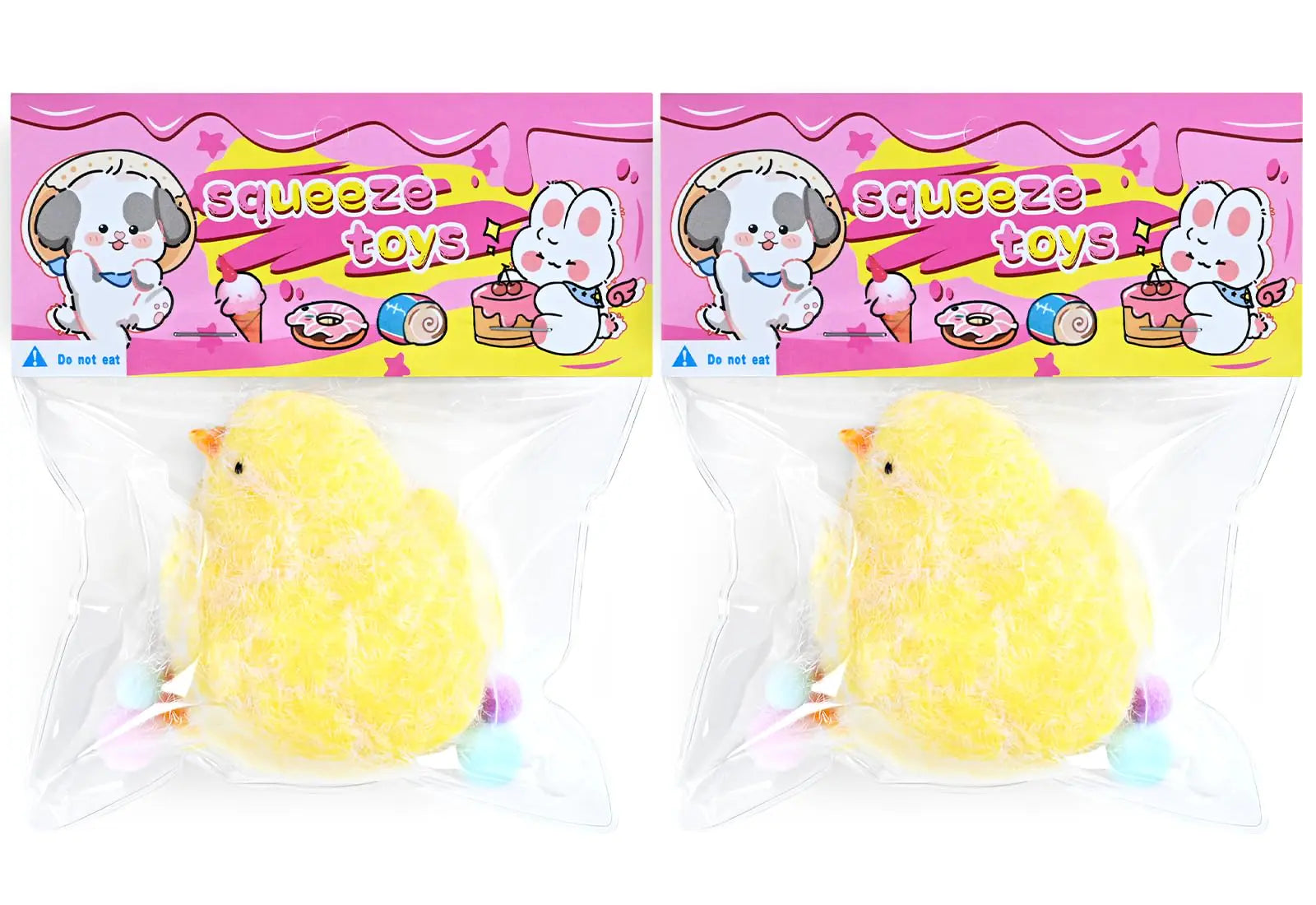 Handmade Chicken Squishy Toys Soft Squishy Chick Fidget Stress Relief Toys Silicone Squeeze Toys for Stress Relief (2pcs) ( Chicken )