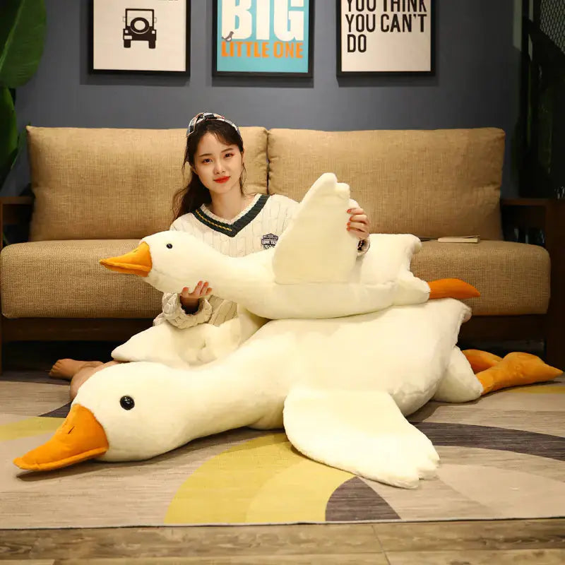 Giant 50cm Duck Plush Toy - Soft Fluffy Pillow Snuggle Safari
