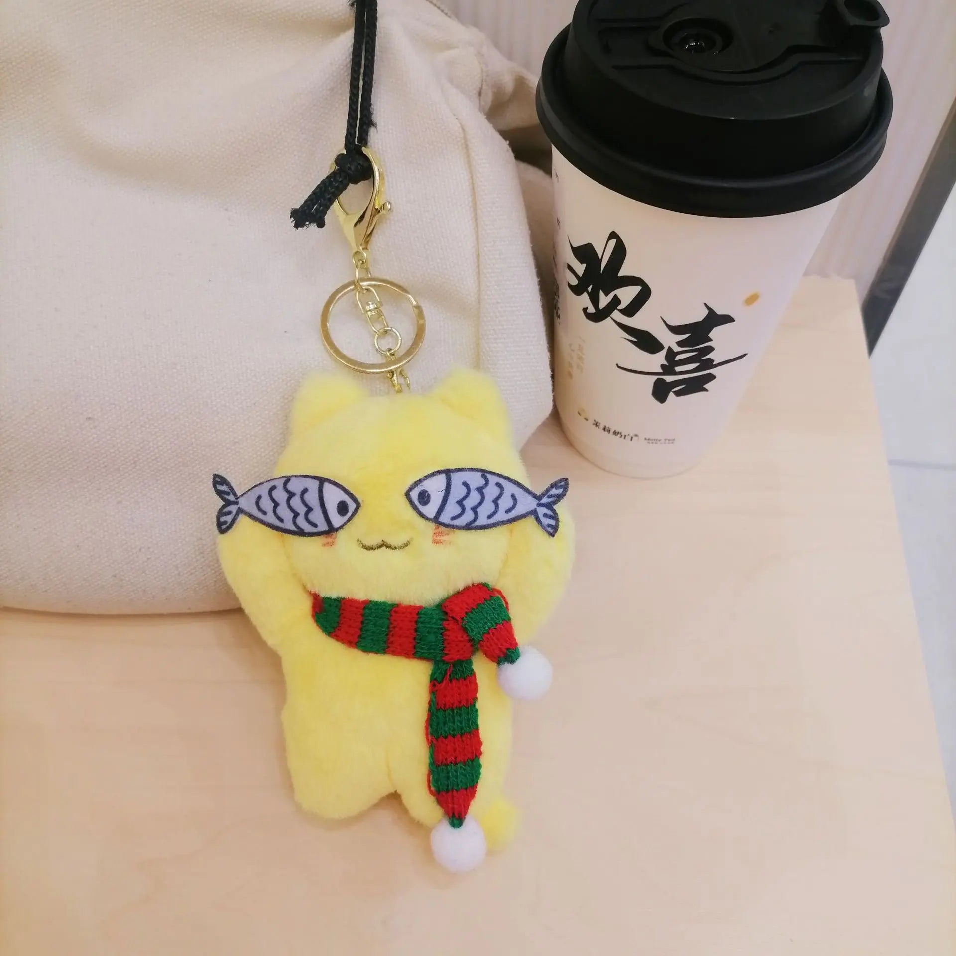 Cute Plush Cat Keychain Accessory
