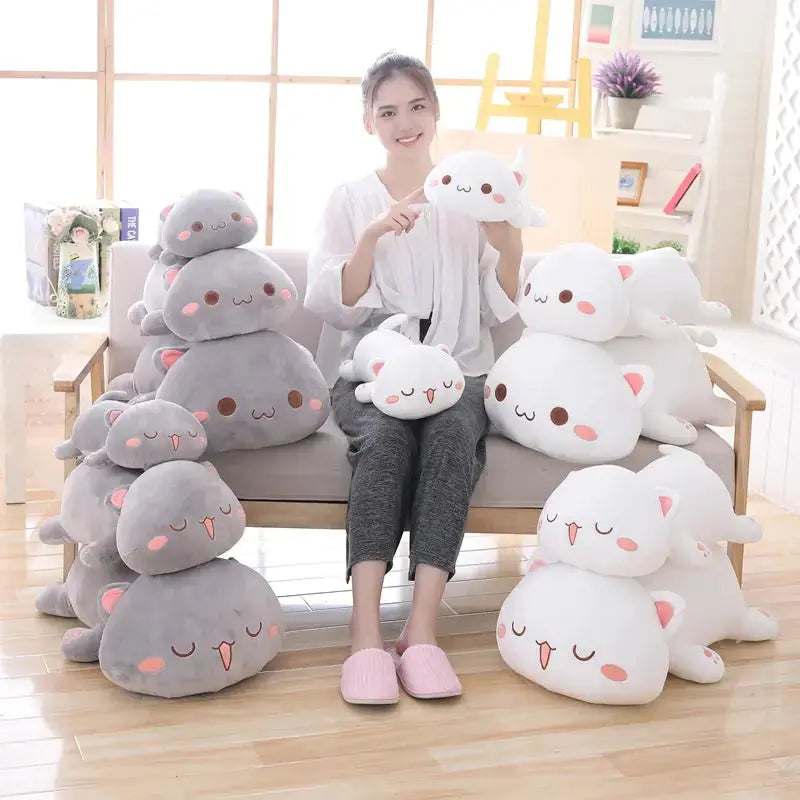 Kawaii Soft Cat Plush Toy Snuggle Safari