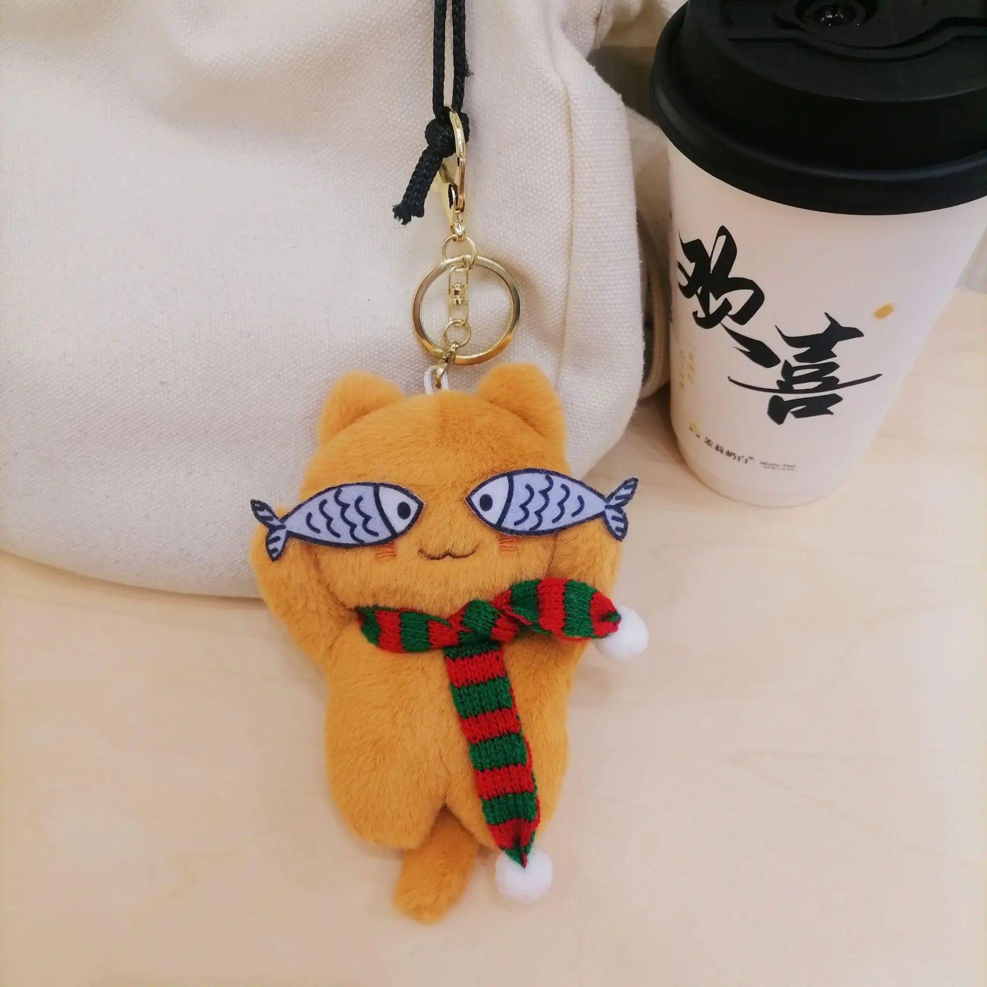 Cute Plush Cat Keychain Accessory